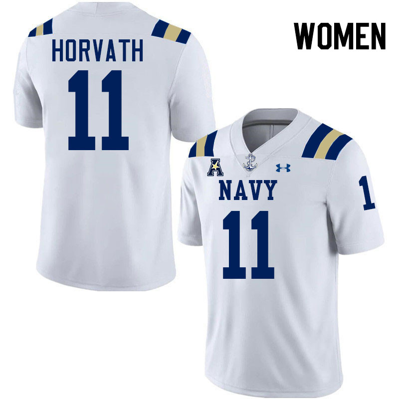 Women Navy Midshipmen #11 Blake Horvath College Football Jerseys Stitched-White